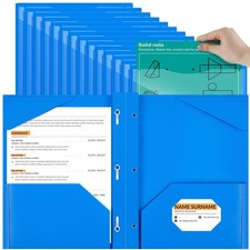 36 Pcs Plastic Folder with Clear Front Pocket and 3 Prong Plastic Folders wit...