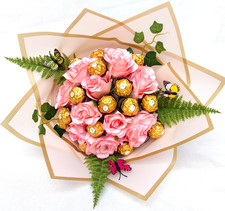 Pralinen Strauß Schokolade & Blumen Präsent Geburtstag Valentinstag Hochzeitstag