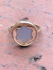 Montblanc 18K Rose Gold Rotating Emblem Mother of Pearl Ring Size EU 54 US 6.5/7