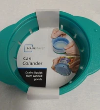 Mainstays Can Colander/Strainer Teal Drains Liquid From Canned Goods BNWT!