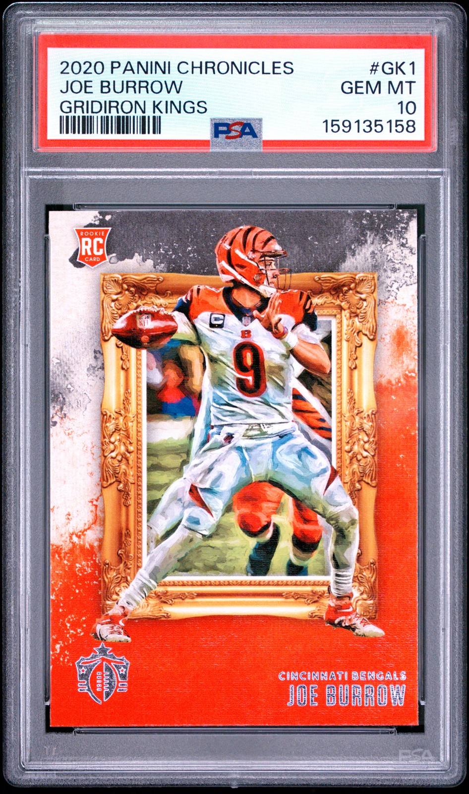 2020 PANINI CHRONICLES GRIDIRON KINGS #GK1 JOE BURROW ROOKIE RC PSA 10