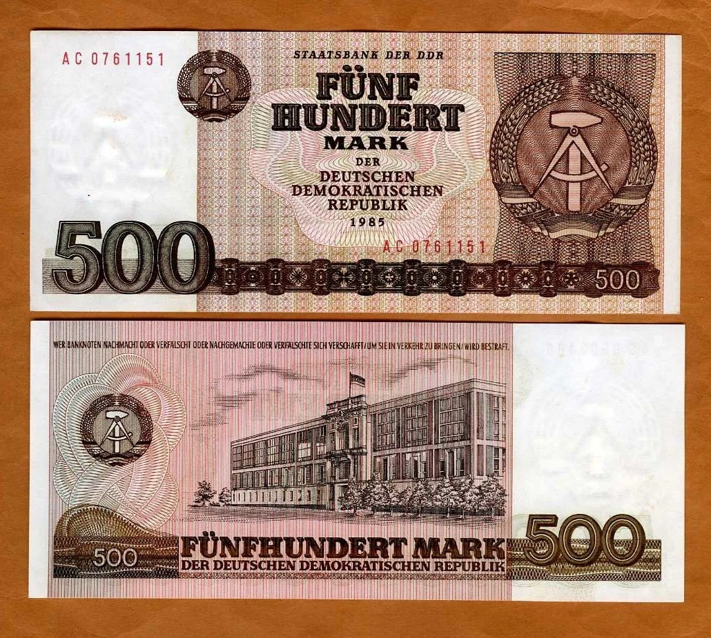 東ドイツ紙幣 1985年発行 500マルク「FALSCH」印入 1985 German Paper Money for sale | eBay