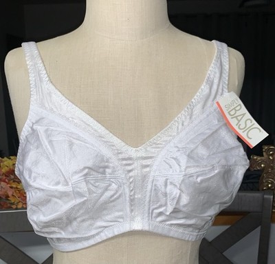 C4 NOS 5358 WALMART SIMPLY BASIC 40D CLASSIC WHITE MODEST PROMO BRA GRANNY NYLON