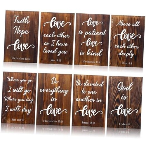 Set of 8 Wedding Aisle Signs, 11.8 x 7.9 inch, Wooden Wedding Signs Love is