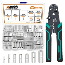 mankk 284PCS Non Insulated Butt Connectors Kit with Crimping Tool 26-6 Gauge ...