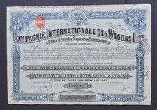 Belgium - Compagnie Internationale des Wagons-Lits -1927 - share  -RARE-