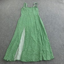 Reformation Dress Womens 6P Green Polka Dot Strap Maxi Sundress Square Neck
