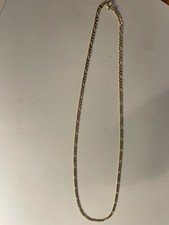 .925 Italy Pretty Alternating Diamond Cut Cable Link Necklace Excellent Preowned
