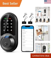 Matte Black RZ07 Smart Lock: 7-in-1 Biometric Door Lock with Alexa Compatibility