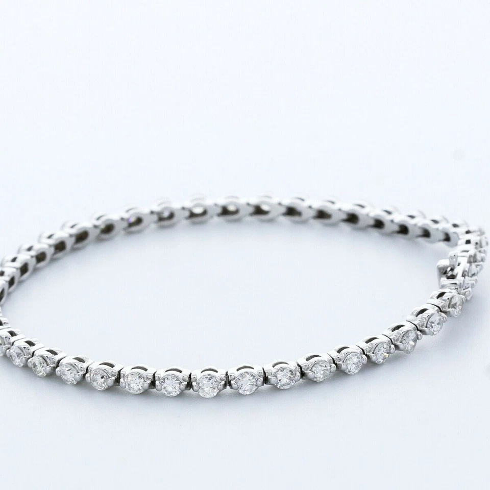 Brazalete tenis canasta oro 14k diamantes naturales corte redondo H SI2 2 de 2 quilates Foto 4 de 4