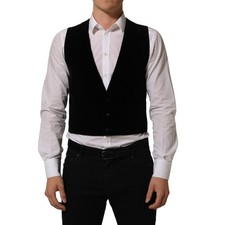 DOLCE & GABBANA Vest Black Wool Blend Waistcoat Formal Dress IT48/ US38/M 600usd