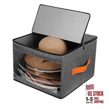 Upgraded Hat Storage Box for Women  Men,Closet Hat Boxes Organizer Bag Grey