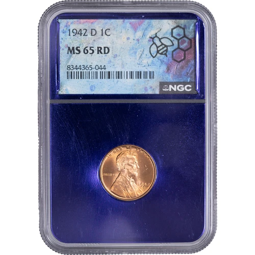 1942 D 1c Lincoln Wheat Cent ~ NGC MS 65 RD