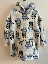 Blue  White Character Fleece Hooded Pullover for Kids