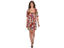Rebecca Taylor Womens Silk Floral A Line Dress Sz 4 Short Sleeve Mini Flowy Soft