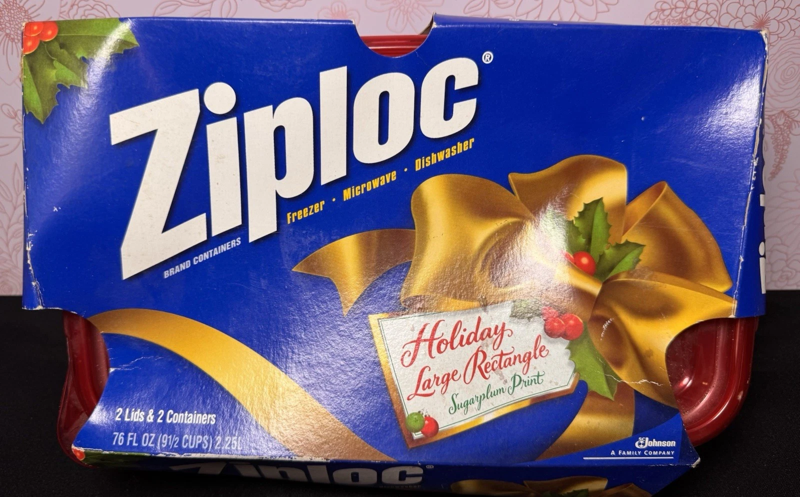 Ziploc Limited Edition Holiday SugarPlum print Large Rectangle Container NRFP
