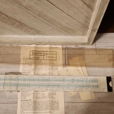 VINTAGE DIETZGEN CLEAR SCALE 1739L SLIDE RULE WITH CASE AND PAPERWORK