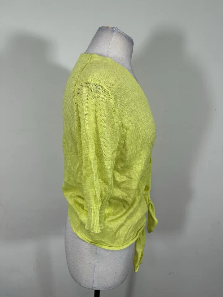 Top Warren Blanco Neón Amarillo Mezcla Lino Corbata Frontal Talla M Foto 4 de 4