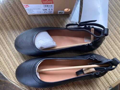 Fitflop Allegro Black leather ankle strap Ballerinas new in box size 6.5 - Picture 3 of 7