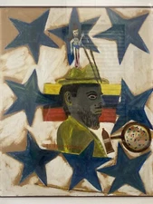 🔥 Vintage Old Latin Venezuela Outsider Folk Art Painting, Esteban MENDOZA 1970s