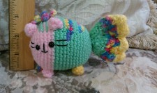 Pusheen's Pal - it's Wanda the fish - a handcrafted crocheted amigurumi kitty