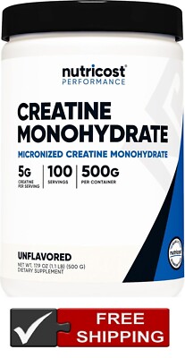 Nutricost Creatine Monohydrate Micronized Powder 500G, 100 Servings, 17.9 Oz