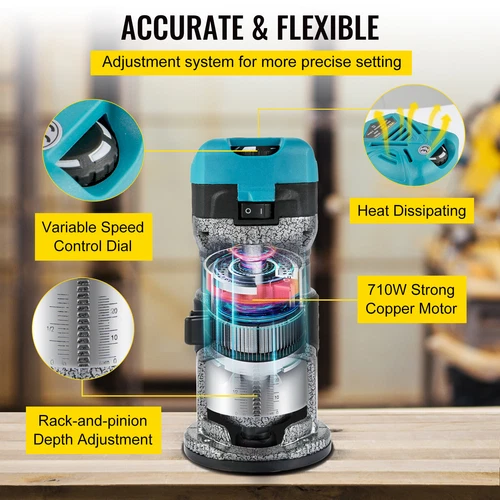 VEVOR Rifilatore Fresatrice Verticale per Legno Elettrica Fresatrice per Legno - Foto 3 di 12