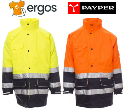 Payper SECURITY Parka Jacke Herren Warnschutz Arbeit Winddicht Bänder 3M