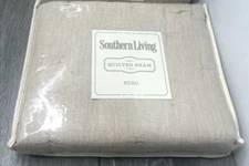 Southern Living Heirloom Linen Quilted Pillow Sham, Hummus Euro Size