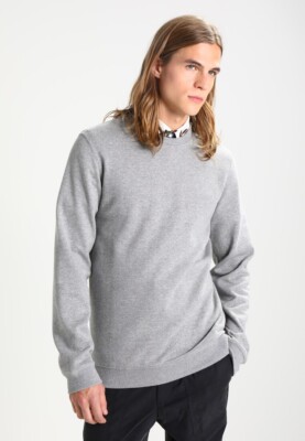 Only&Sons Onsfiske Herren Sweatshirt Grau Langarm Gebürstet Rundhals Small