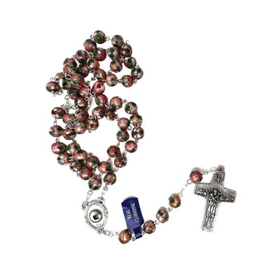 St. Padre Pio Pink Rosary Blessed By Pope with Relic