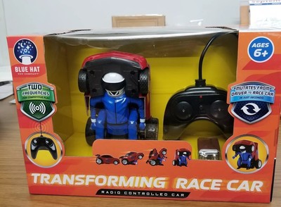 blue hat transforming robot