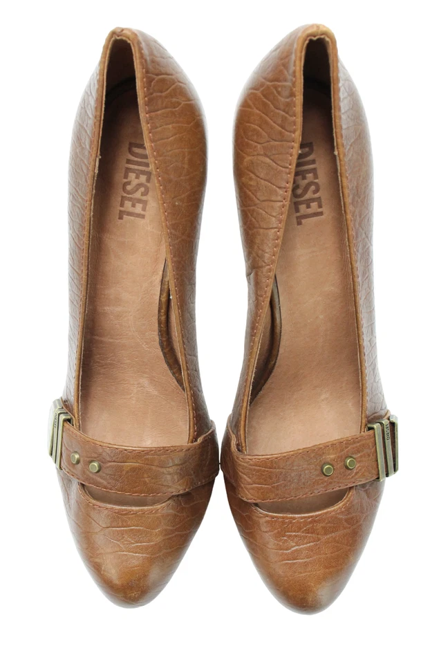 Tacones DIESEL para mujer EU 40 cuero tacón alto detalles metálicos marrón Foto 4 de 4