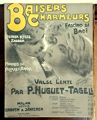 SHEET MUSIC CHARM OF KISSES - KISSES CHARMEURS OF YOUR KISSES ZAUBER 1905 COVER ART 