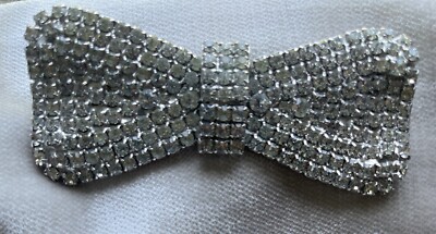 New Sparkling Silver Rhinestone Bow Brooch Audrey Hepburn Style Bow Brooch: Silver CZ Sparkling Jewelry  main image 4
