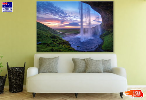 Seljalandfoss Waterfall at Sunset Wall Canvas Home Decor Australian ...