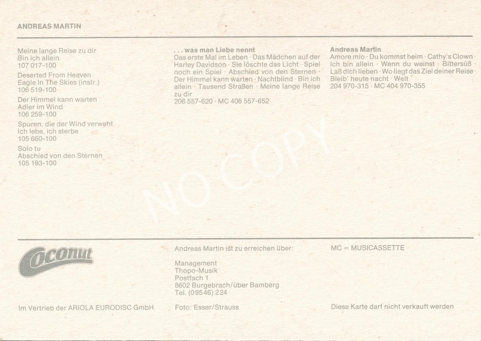 100% Original Autogramm Autograph handsigniert Andreas Martin J1.76 - Bild 2 von 2
