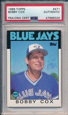 Bobby Cox Toronto Blue Jays 1986 #471 Auto Signed Topps Card ~ PSA/DNA Slab