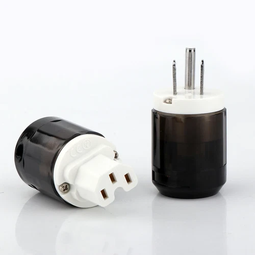 Paar Gold/Rhodiniert US AC Audio Netzstecker IEC C15 HiFi Stromkabel Stecker - Bild 17 von 31