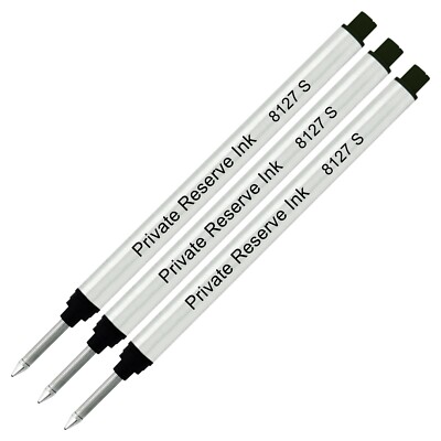 3 X - Private Reserve Ink 8127 Long Capless Rollerball made by Schmidt - Black