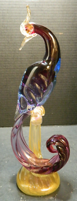 Barbini Murano Purple Gold Bird of Paradise Italian Art Glass
