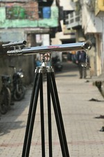 39 Inch Telescope Wooden Tripod Stand Spyglass Finish Silver Home Decor Gift 