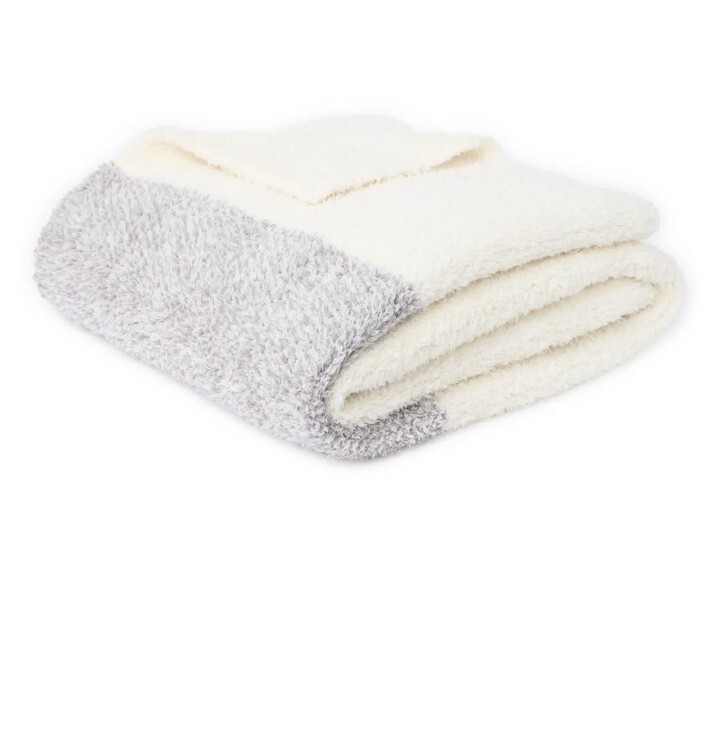 NewBAREFOOT DREAMS® CozyChic™ Throw Blanket •Cream/Dove•Heathered