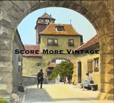 Glass Positive - 1927 Germany Rothenburg-on-the Tauber East Gate COLOR 3" x 4"