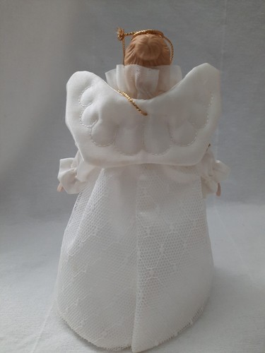 Vintage Avon Angel Christmas Ornaments White Satin Wing Porcelain Head Hands 6" - Picture 4 of 12