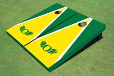 University of Oregon "Wings" Yellow and Hunter Matching Triangle Cornhole Boards