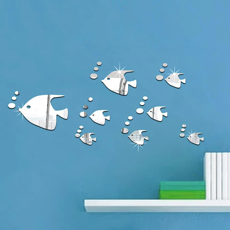Adesivi Murali 3D, Removibile Adesivi Da Parete a Specchio, Pesci Rossi Adesivi - Immagine 2 di 4