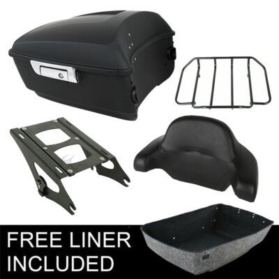 King Trunk Pad Top Rack & Mount Fit For Harley Touring Road Street Glide 14-26