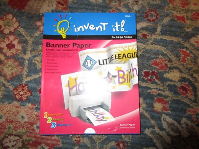Invent It! Banner Paper 120 Continuous Sheets For Ink Jet Printers NIB ...
