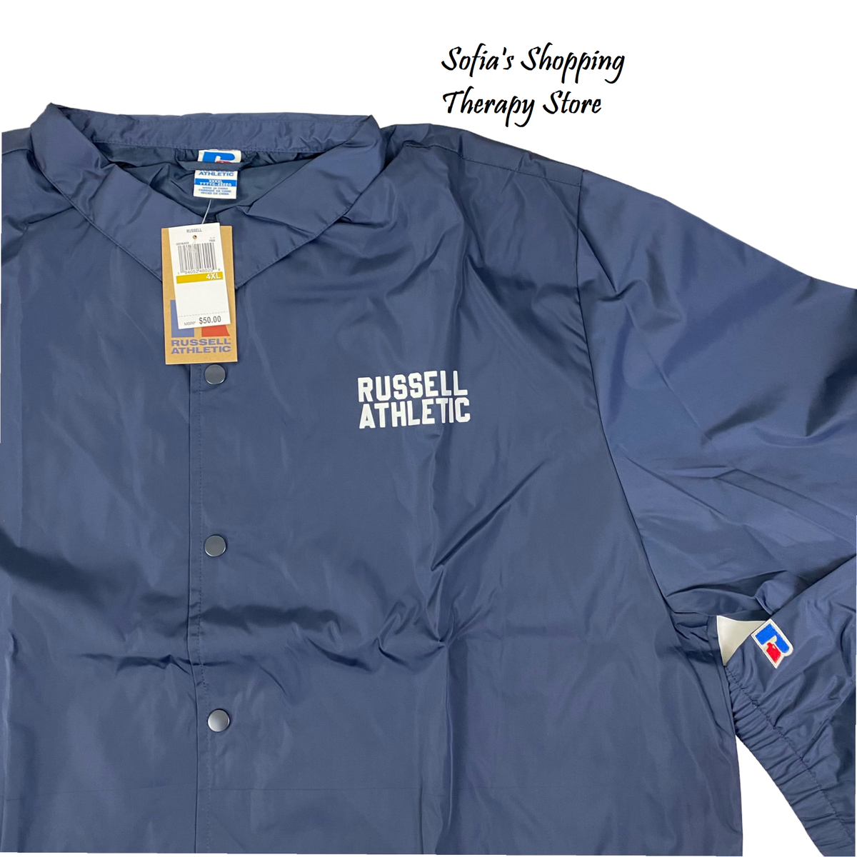 Russell Athletics Mens Windbreaker Jacket Big Tall 4XL Lightweight Rain  Wind